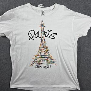 White Paris Graphic Tee Unisex Large. World Traveler Casual